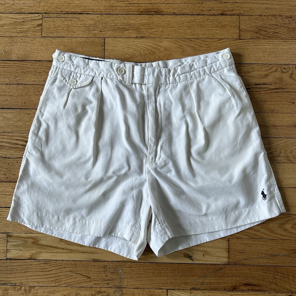Vintage Polo Ralph Lauren Nylon Cotton Shorts White Size 32x5 50s Style